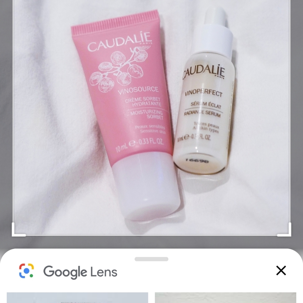 Caudalie travel size serum and moisturizer